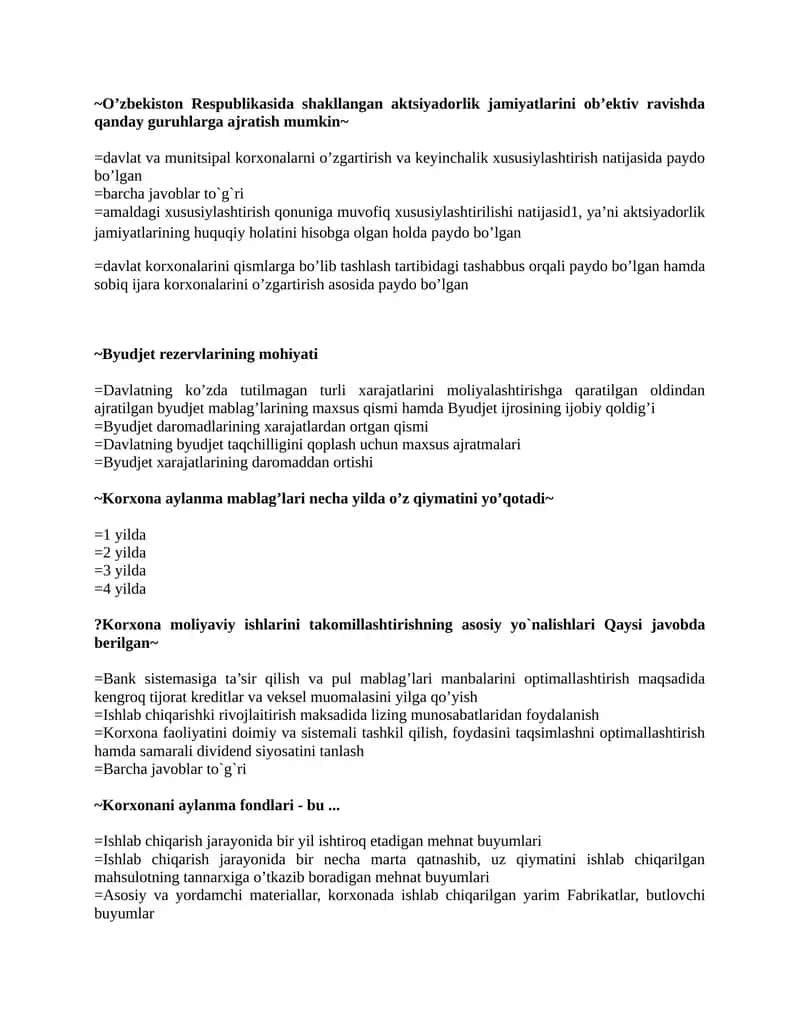 Korxona aylanma mablag’lari necha yilda o’z qiymatini yo’qotadi 1