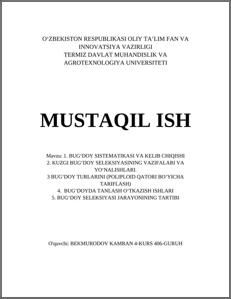 BUG‘DOY SISTEMATIKASI VA KELIB CHIQISHI 1