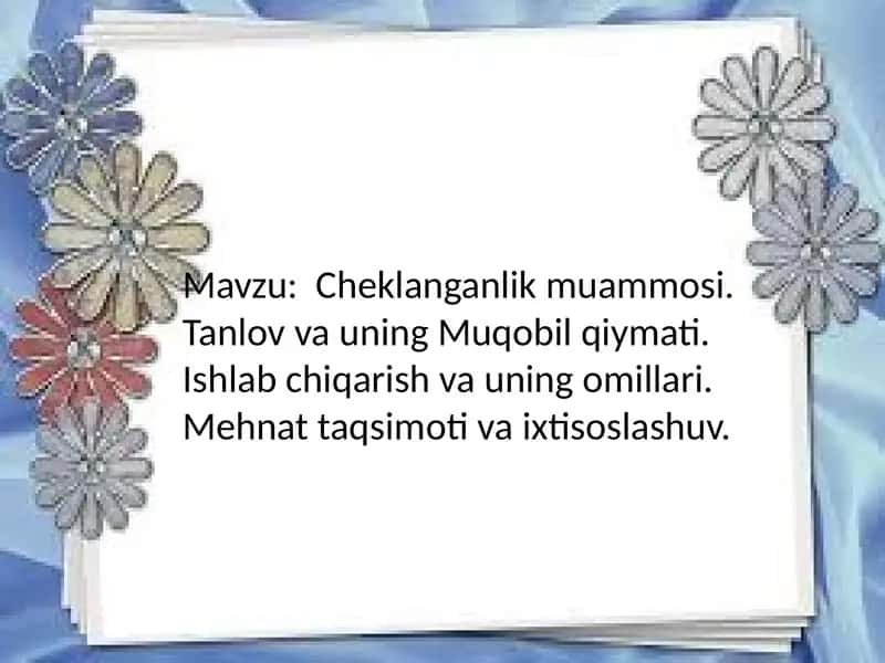 Cheklanganlik muammosi 1