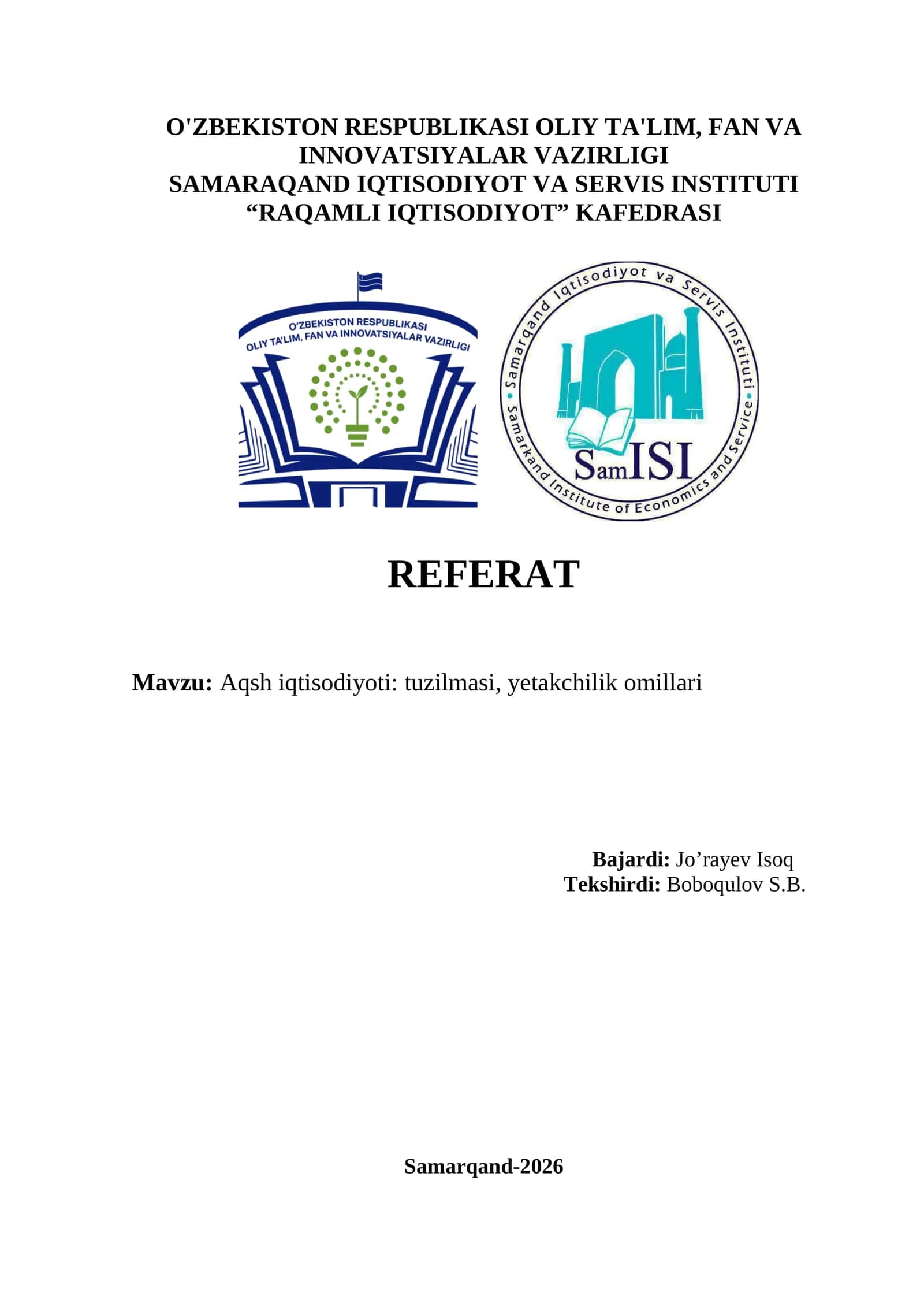 Aqsh iqtisodiyoti: tuzilmasi, yetakchilik omillari 1