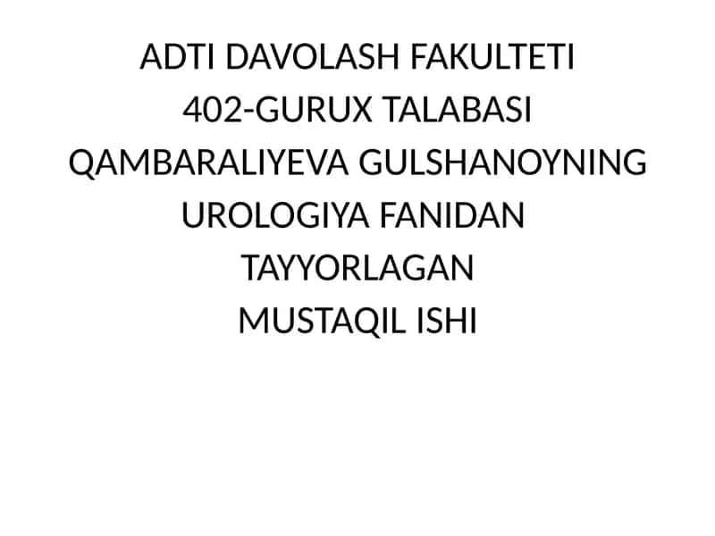 uretra va moyaklar tug'ma nuqsonlari, gipospadiya, epispadiya va moyaklarnomaliyalari 1