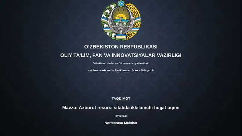 Axborot resursi sifatida ikkilamchi hujjat oqimi 1