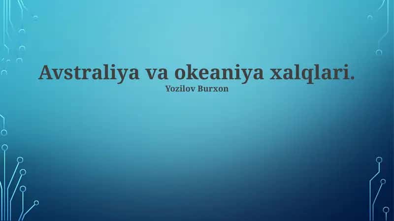 Avstraliya va Okeaniya xalqlari 1