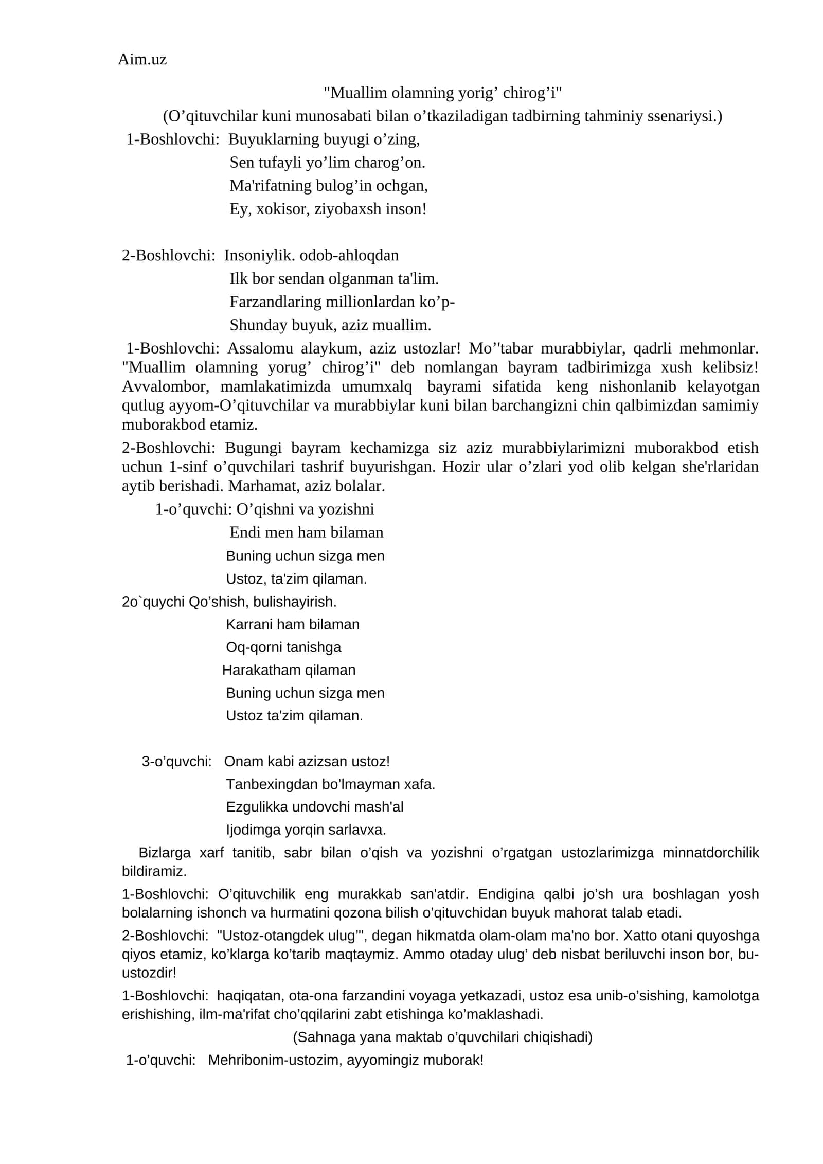Muallim olamning yorig’ chirog’i 1
