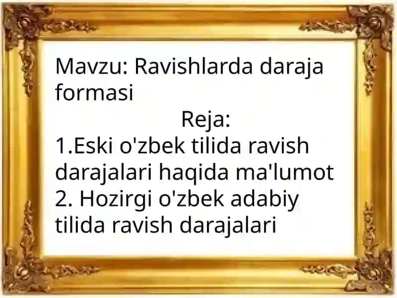 Ravishlarda daraja formasi