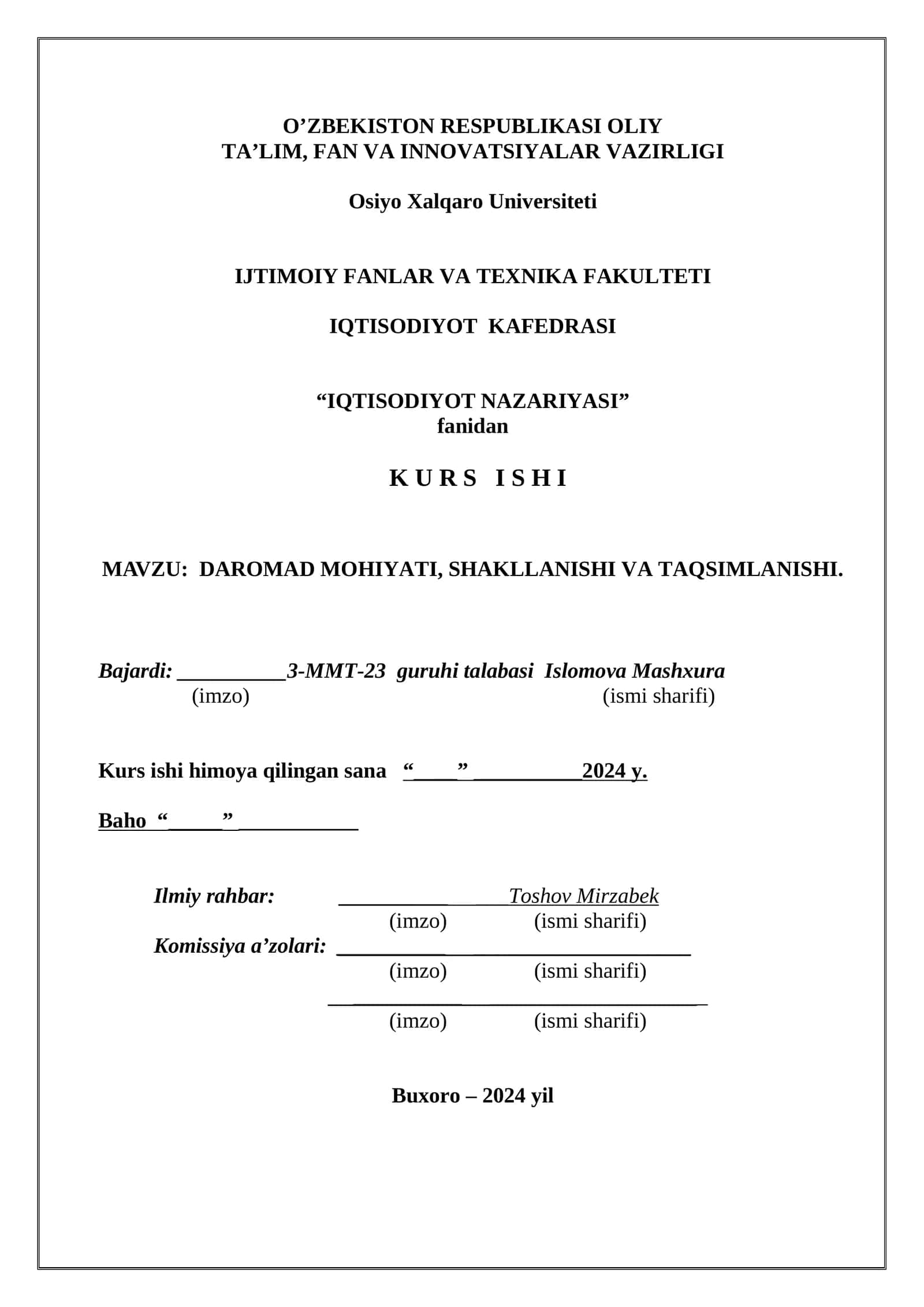 IQTISODIYOT NAZARIYASI 1