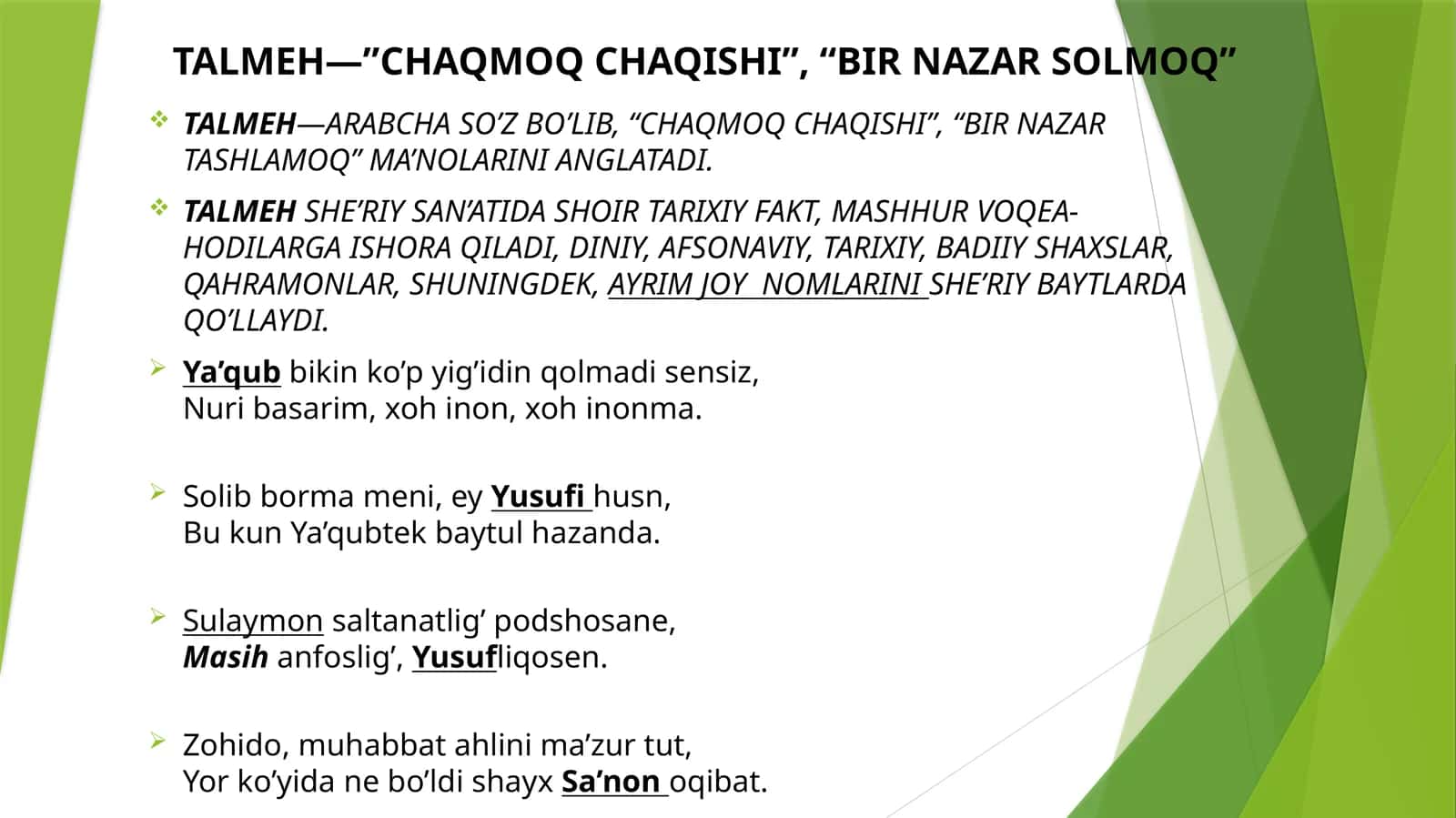 TALMEH—”CHAQMOQ CHAQISHI”, “BIR NAZAR SOLMOQ” 1