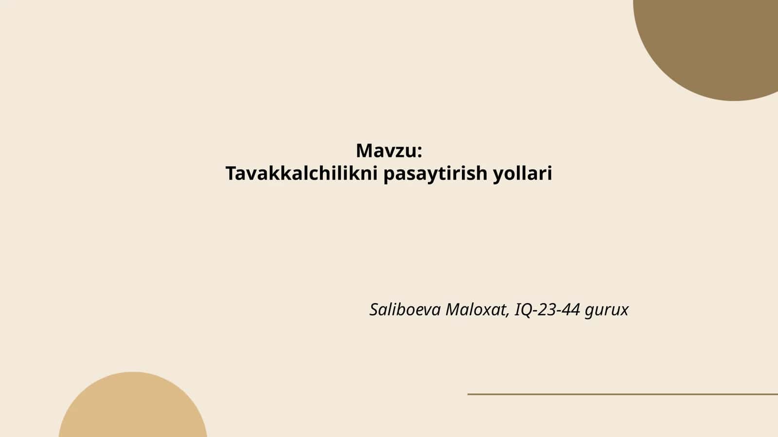 Tavakkalchilikni boshqarish tamoyillari 1