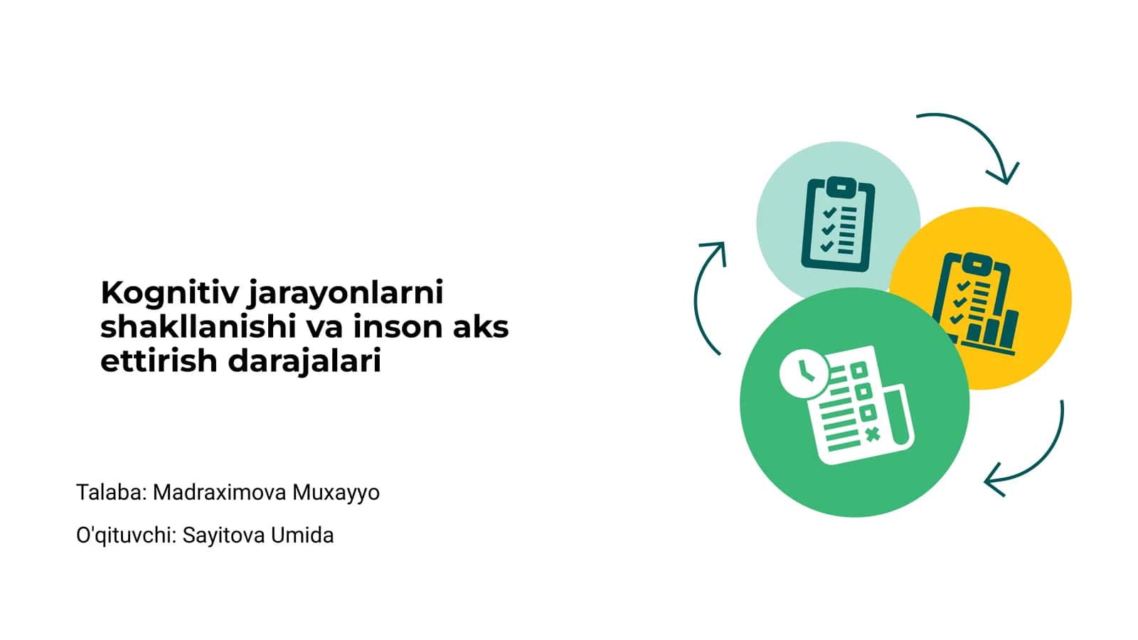 Kognitiv jarayonlarni shakllanishi va inson aks ettirish darajalari 1