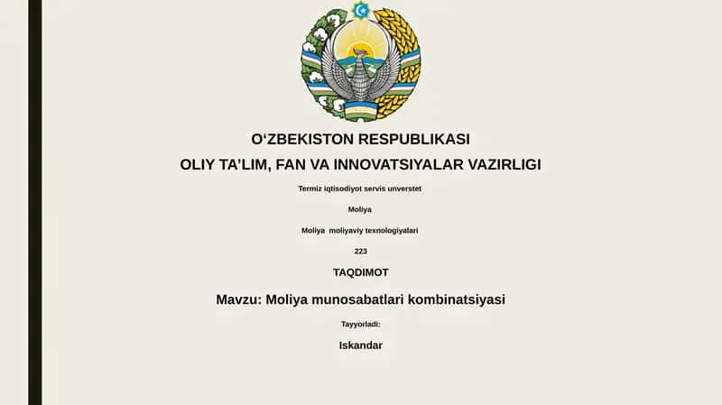 Moliya munosabatlari kombinatsiyasi 1