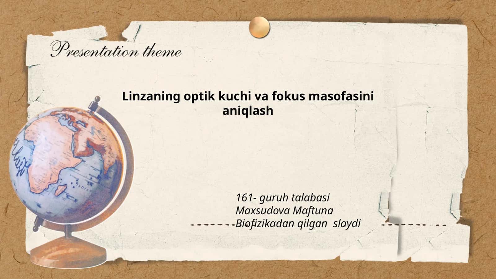 Linzaning optik kuchi va fokus masofasini aniqlash 1