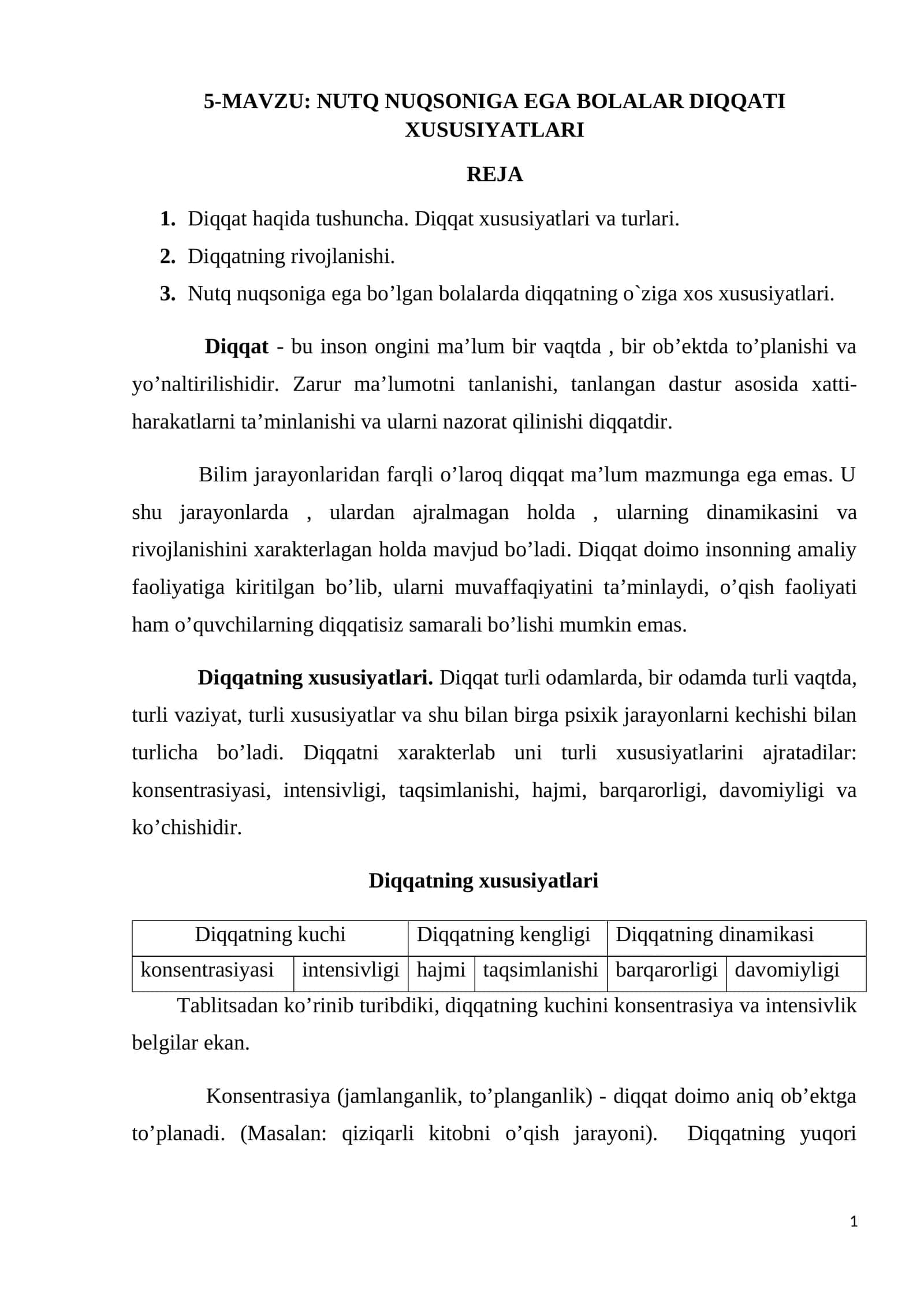 NUTQ NUQSONIGA EGA BOLALAR DIQQATI XUSUSIYATLARI 1
