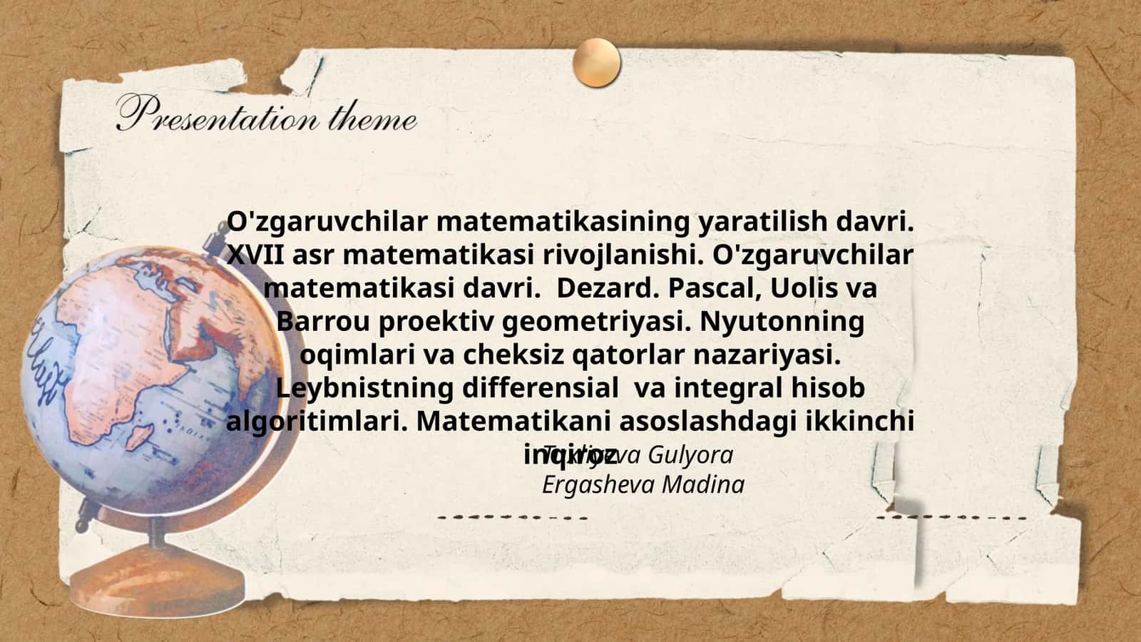 O'zgaruvchilar matematikasi yaratilish davri 1