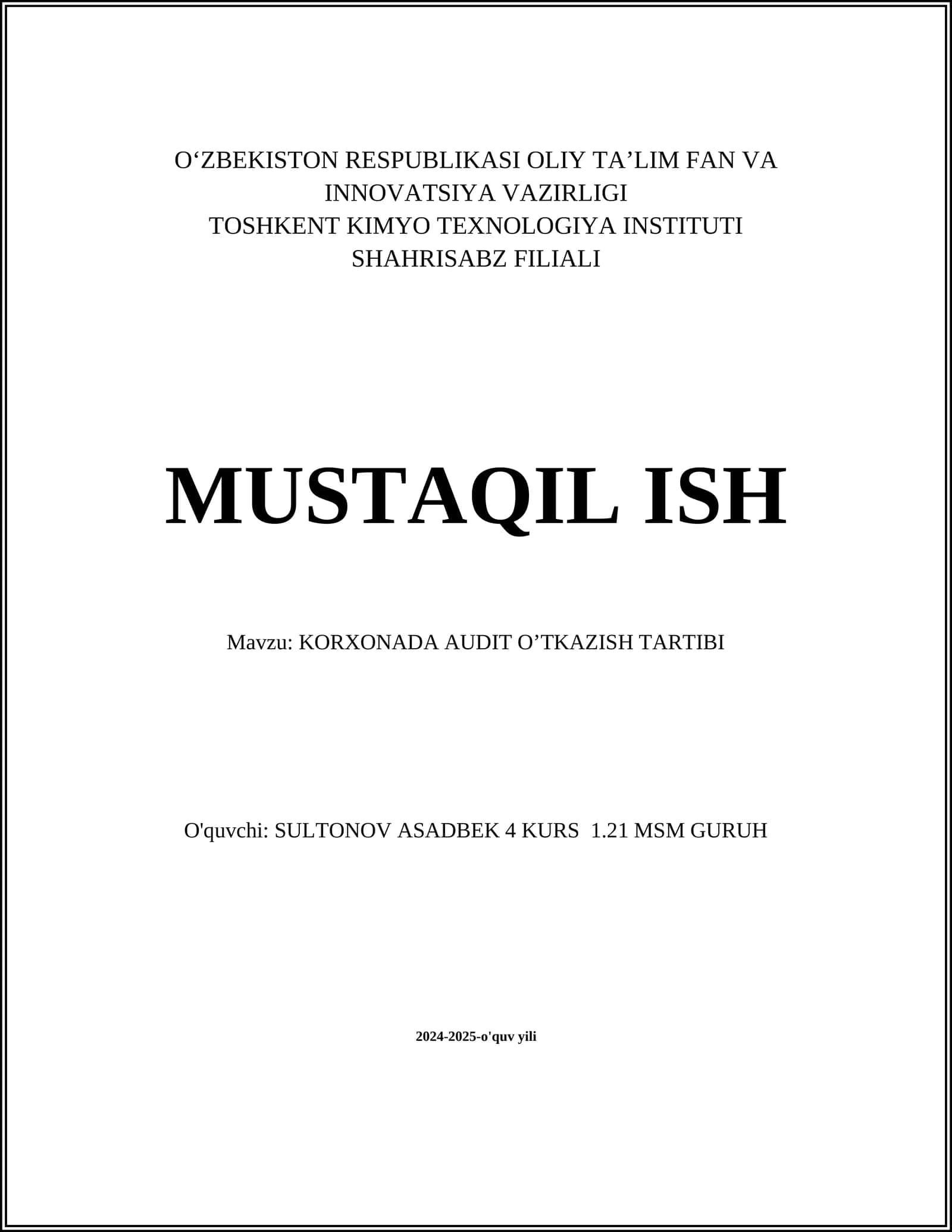 KORXONADA AUDIT OʼTKAZISH TARTIBI 1