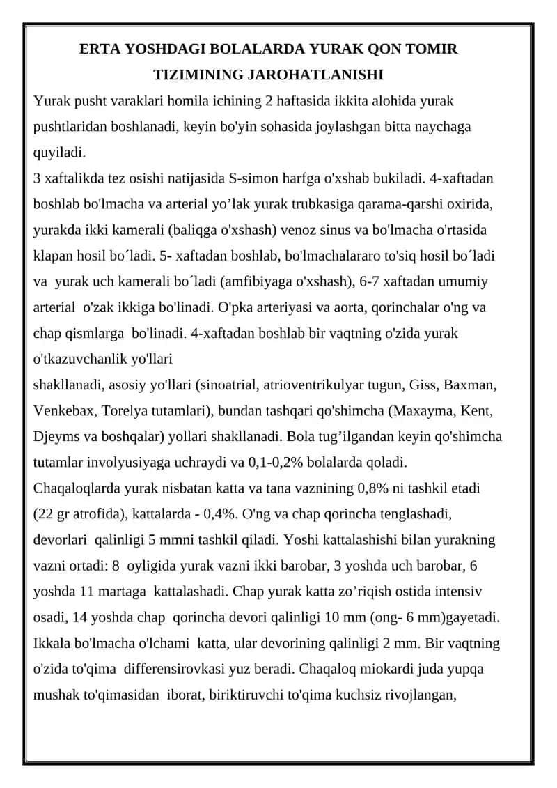 Yurak Qon Tomir Tizimi 1