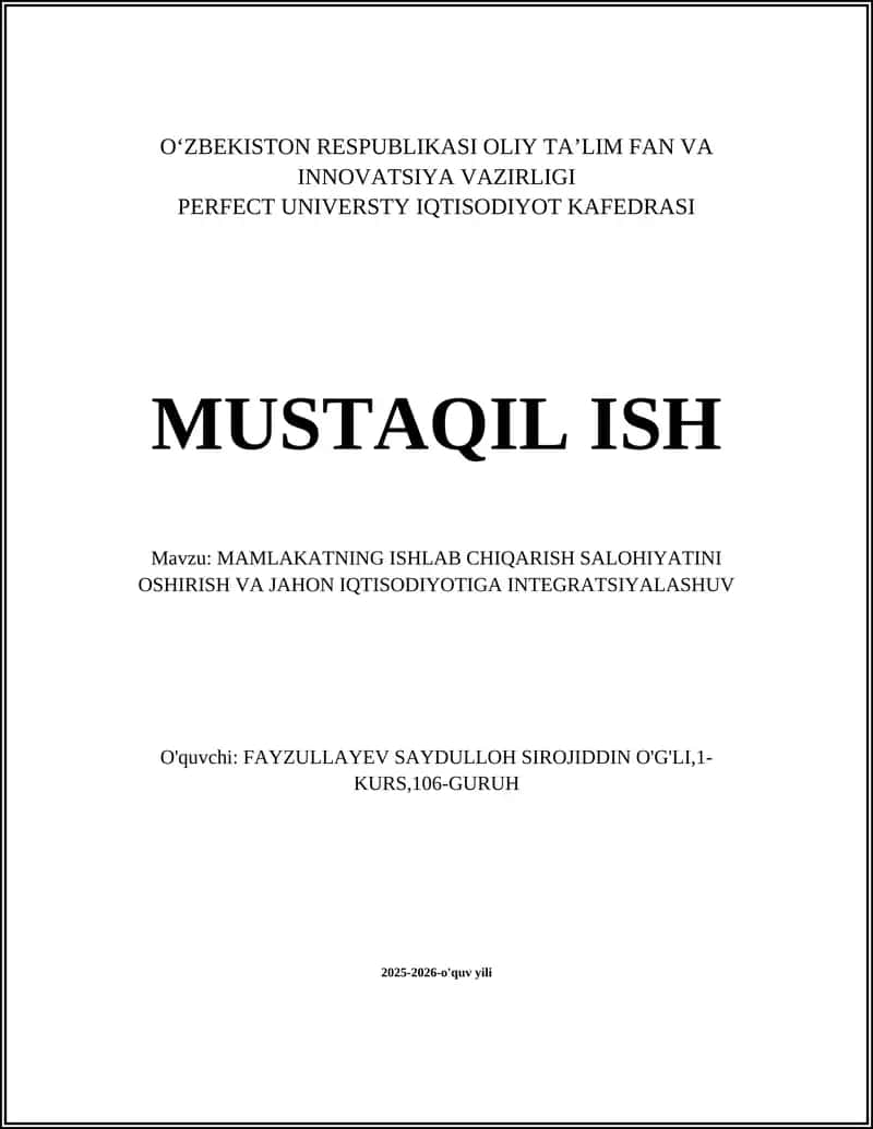 Sanoatni modernizatsiyalash va yuqori qoʻshilgan qiymat yaratish 1