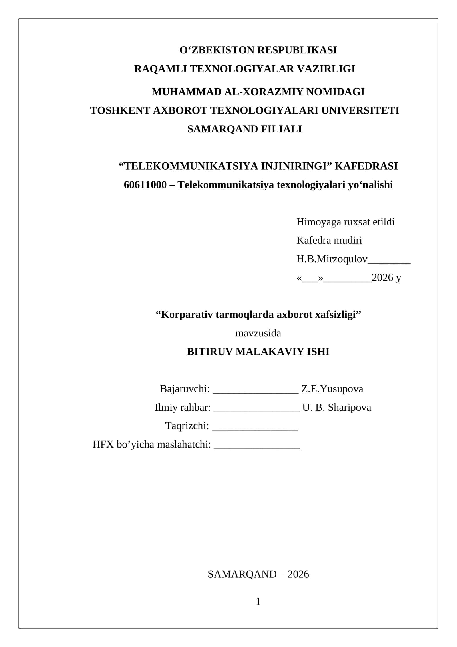 Korparativ tarmoqlarda axborot xafsizligi 1