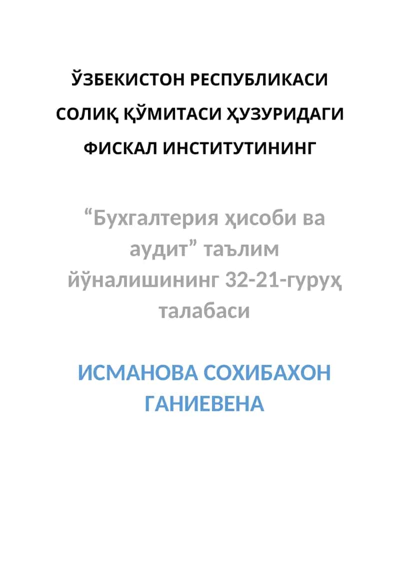Устама харажатлар ҳисоби 1