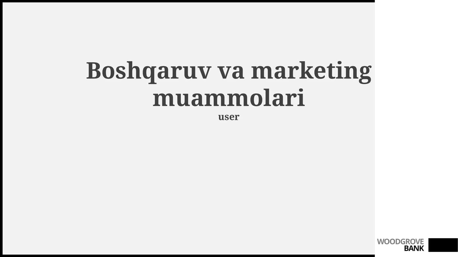 Boshqaruv va marketing muammolari 1