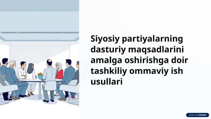 Siyosiy partiyalarning dasturiy maqsadlarini amalga oshirishga doir tashkiliy ommaviy ish usullari 1