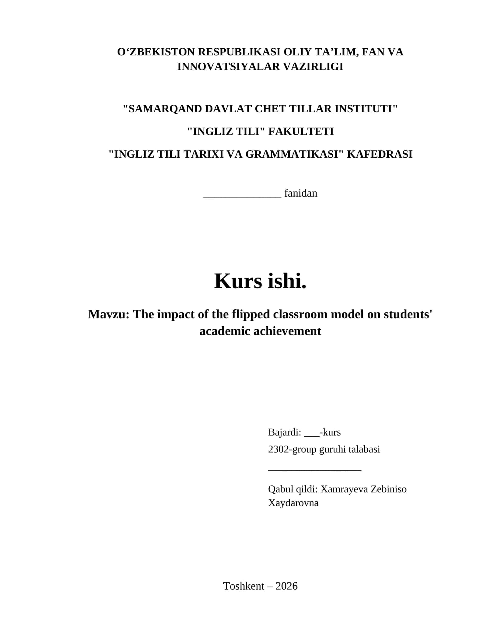 The impact of the flipped classroom model on students' academic achievement 1