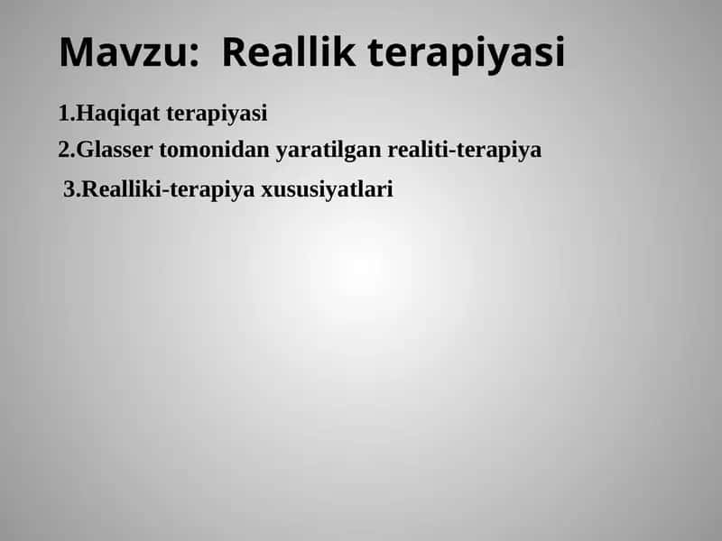 Reallik terapiyasi 1