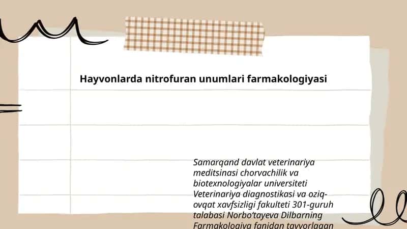 Hayvonlarda nitrofuran unumlari farmakologiyasi 1