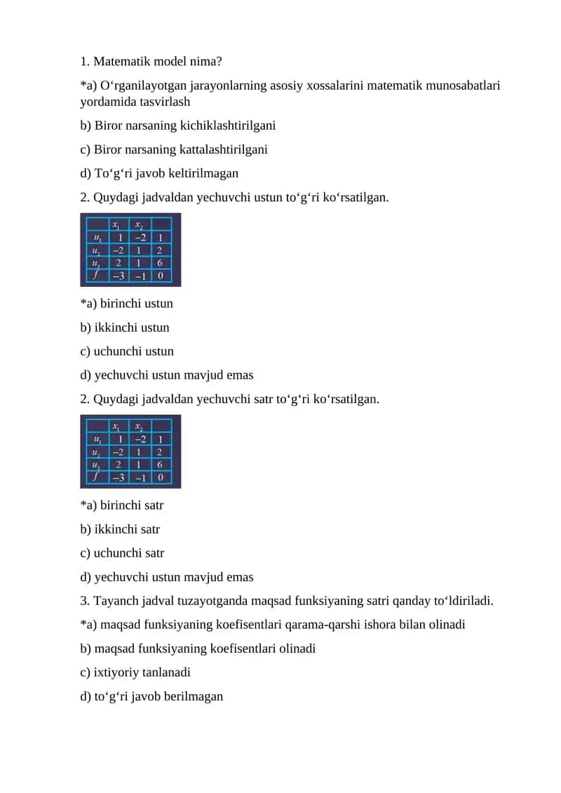 Matematik model 1