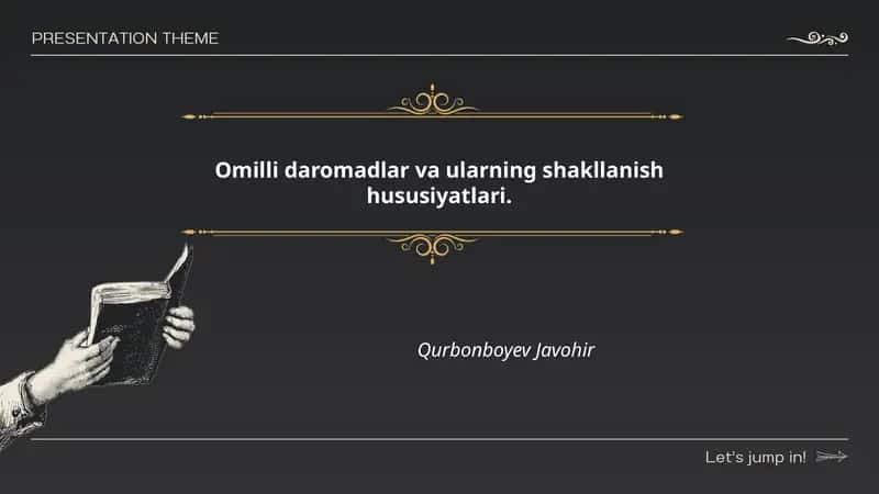 Omilli daromadlar va ularning shakllanish hususiyatlari. 1