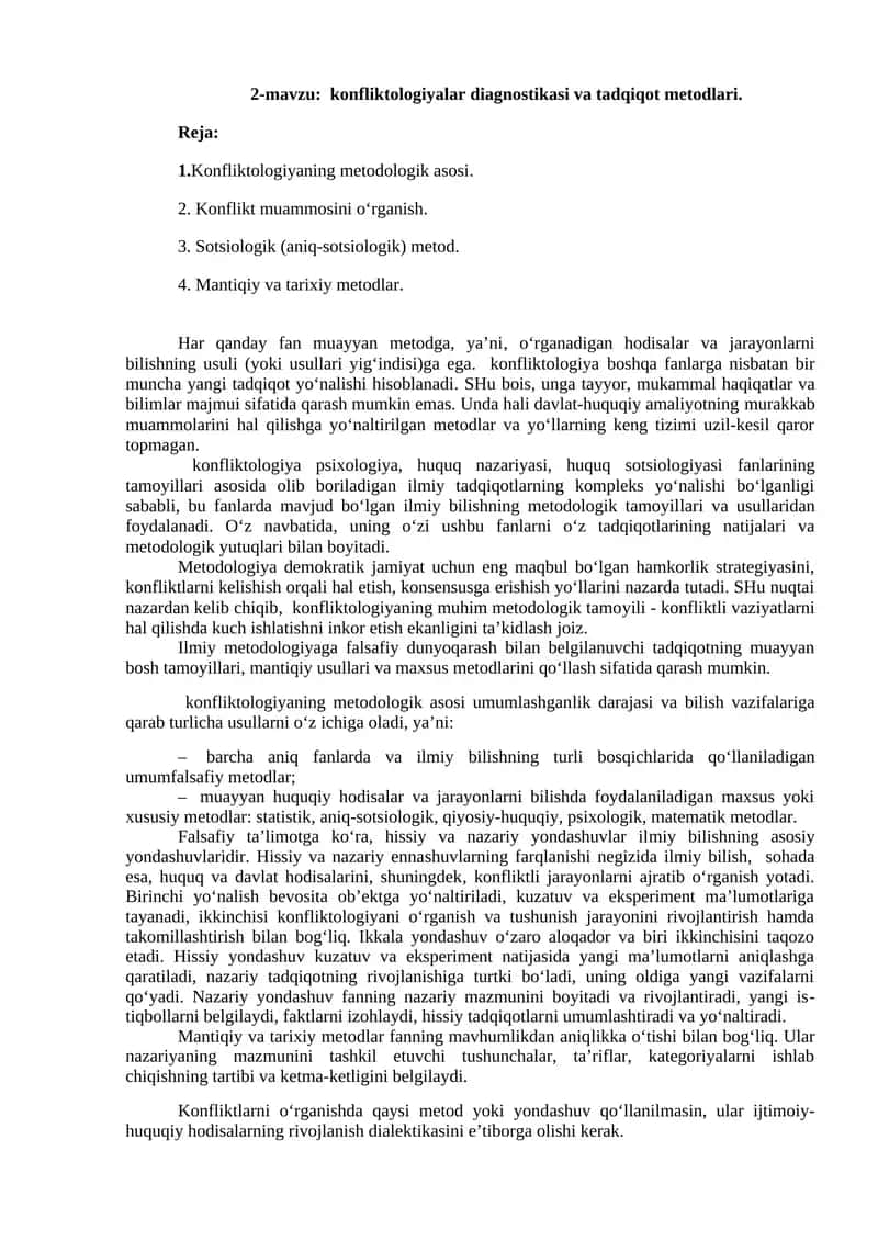 Konfliktologiya metodologiyasi 1