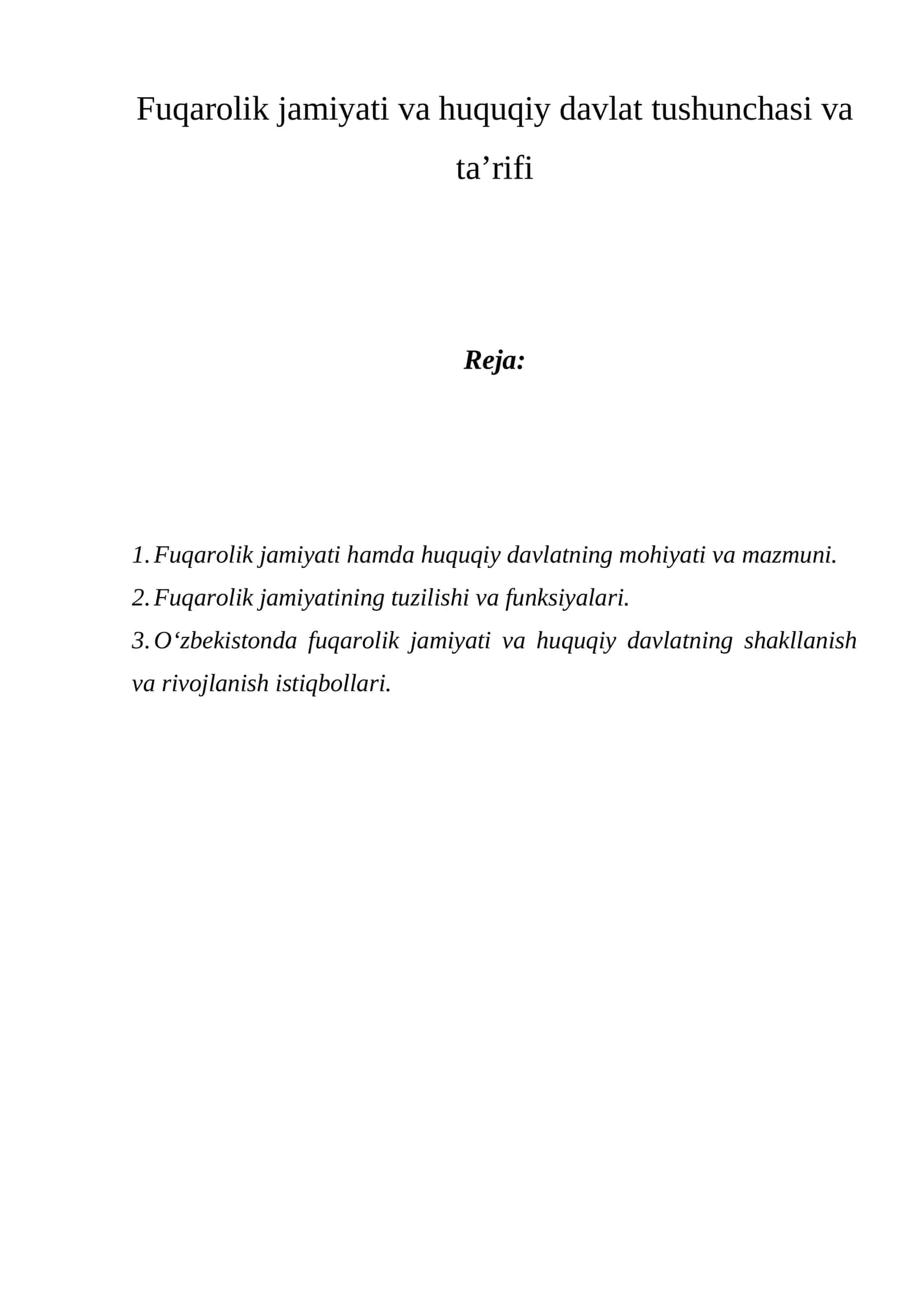 Fuqarolik jamiyati va huquqiy davlat tushunchasi va ta’rifi 1