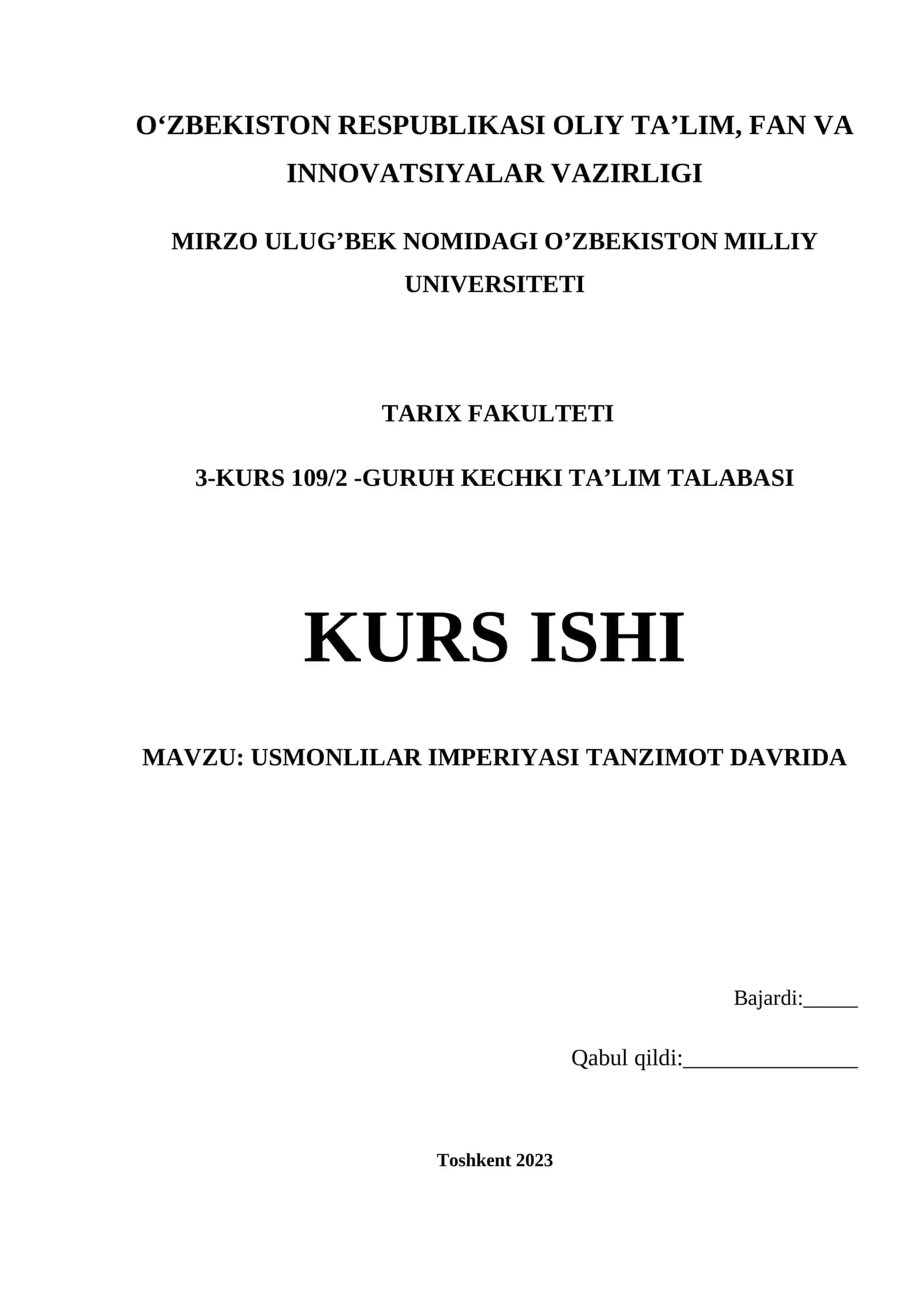 USMONLILAR IMPERIYASI TANZIMOT DAVRIDA 1