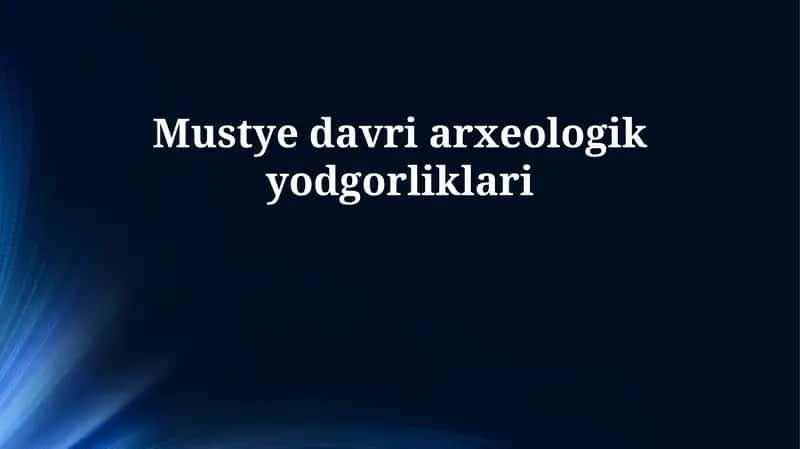 Mustye davri arxeologik yodgorliklari 1