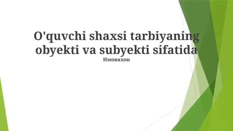 Talaba Sub'ekti: Faol O'rganish va Kuchlanish 1