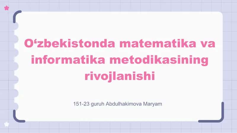 Matematika va informatika metodikasi 1