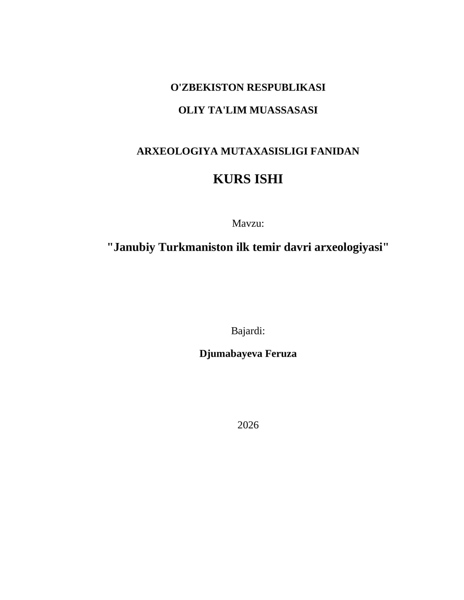 Janubiy Turkmaniston ilk temir davri arxeologiyasi 1