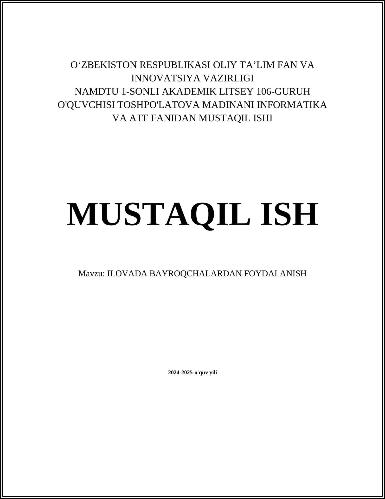 ILOVADA BAYROQCHALARDAN FOYDALANISHNING ASOSLARI 1