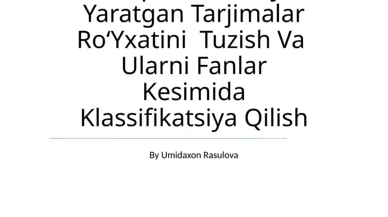 Yoqub Al-Kindiy Yaratgan Tarjimalar RoʻYxatini Tuzish Va Ularni Fanlar Kesimida Klassifikatsiya Qilish 1