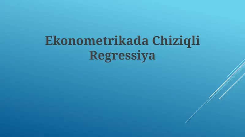 EkonometrikadaChiziqliRegressiya 1