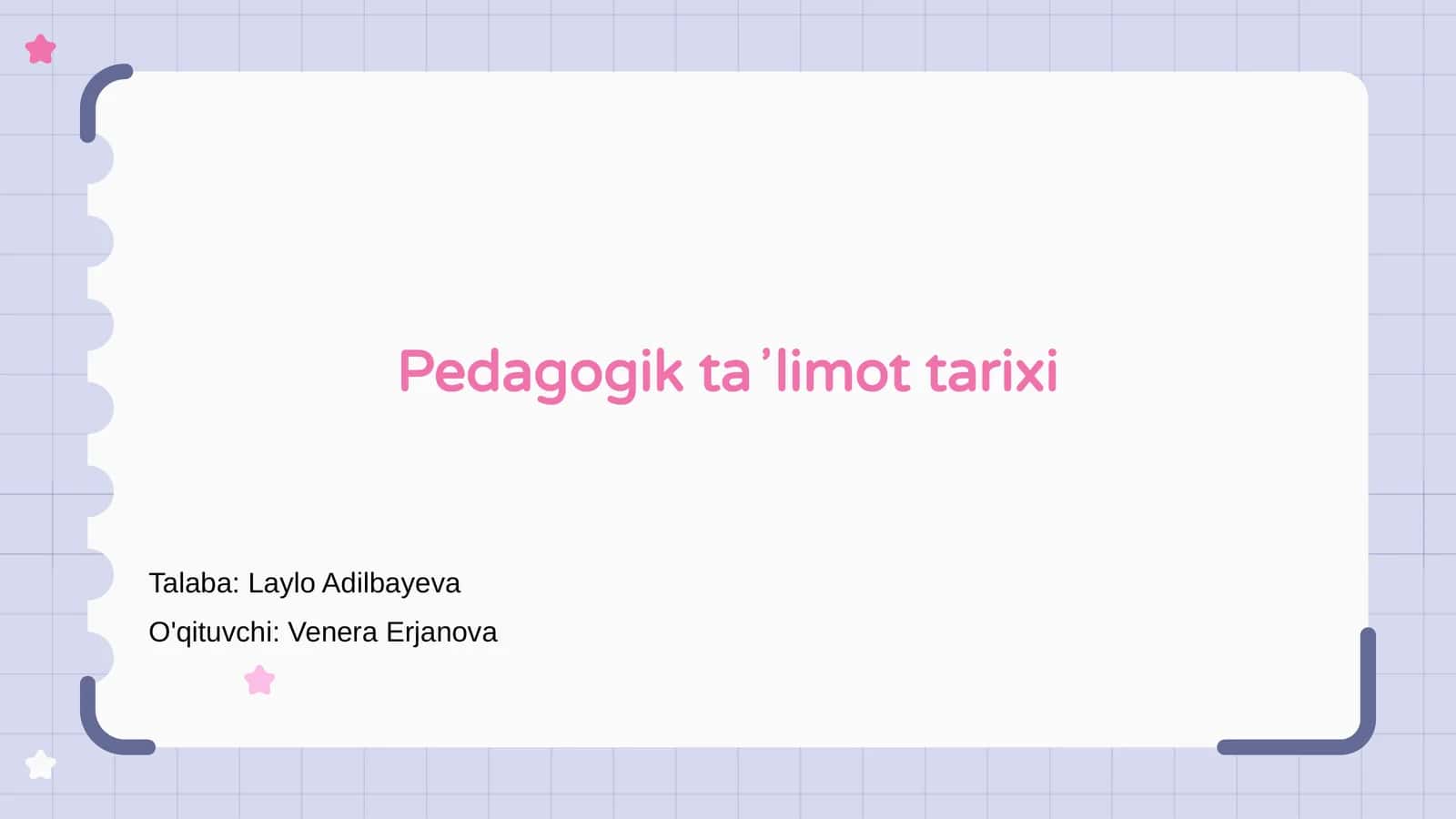 Pedagogik taʼlimot tarixi 1