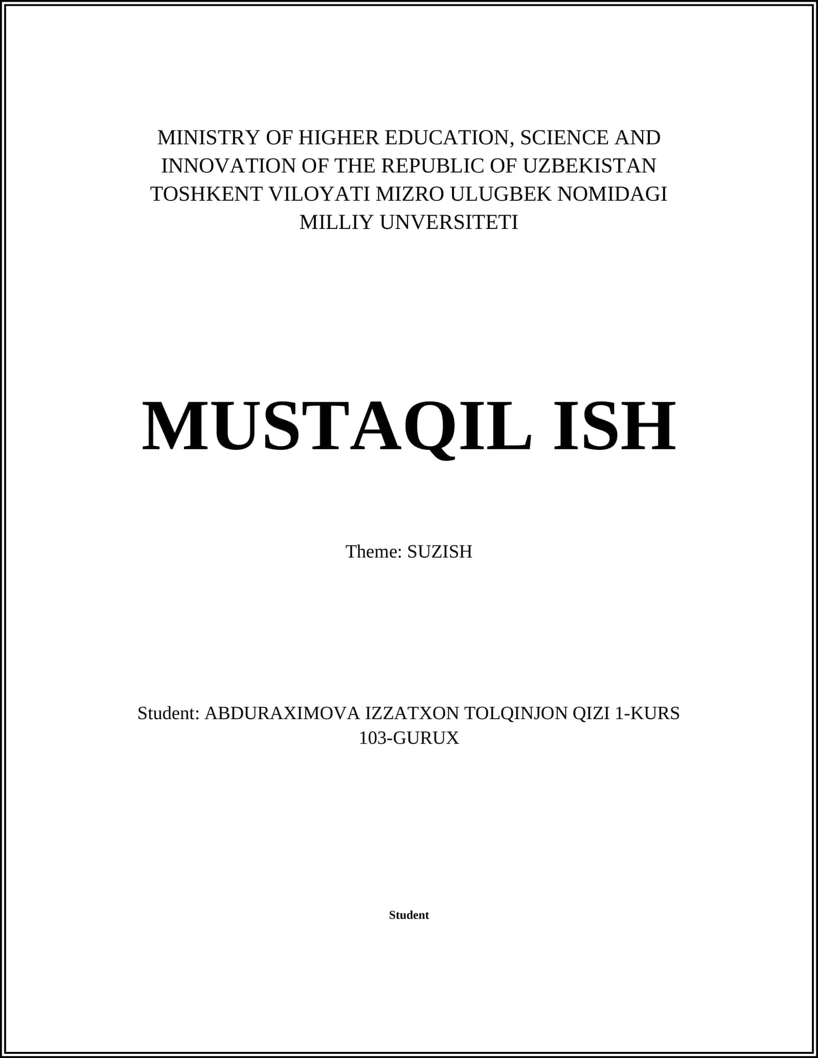 Suzish: Introduction and Exploration 1