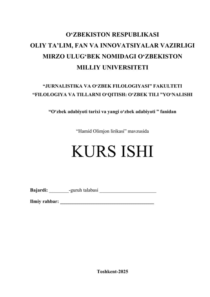 "Hamid Olimjon lirikasi" 1