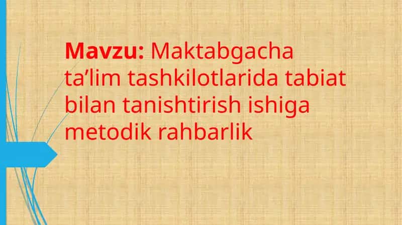 Maktabgacha ta’lim tashkilotlarida tabiat bilan tanishtirish ishiga metodik rahbarlik 1