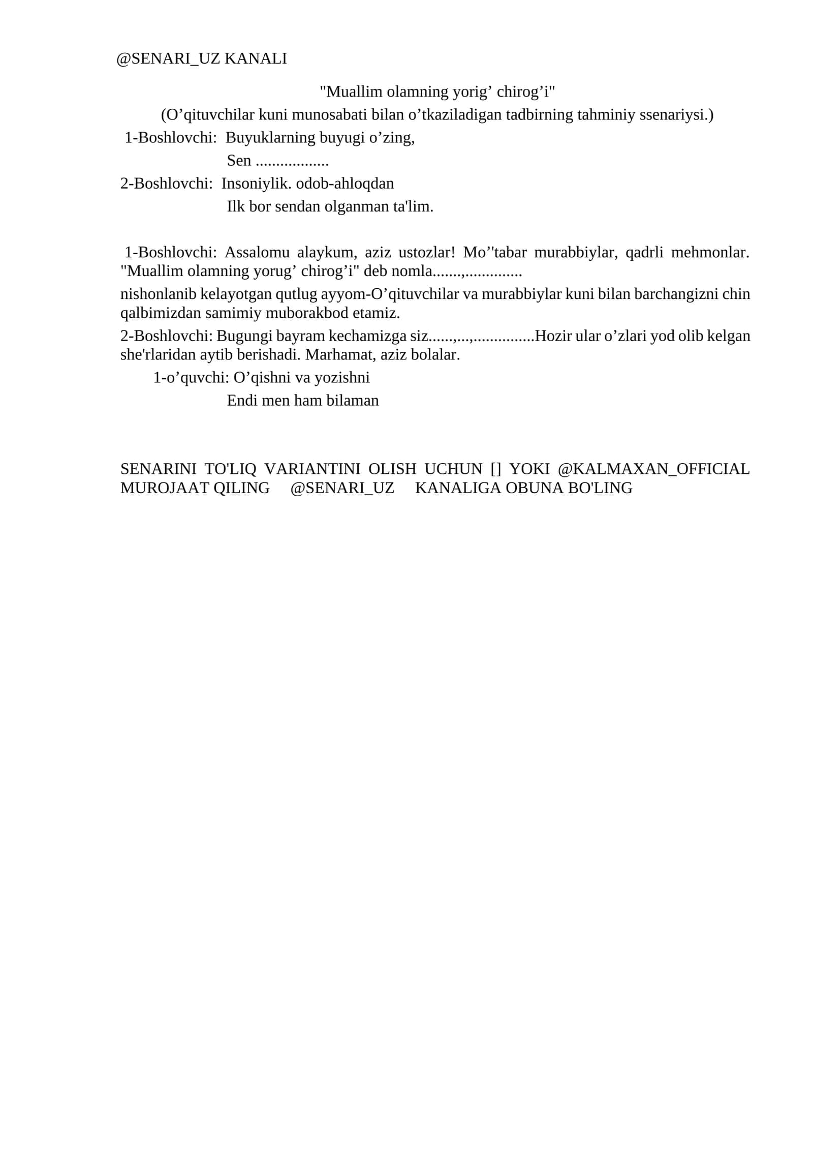 Muallim olamning yorig’ chirog’i 1