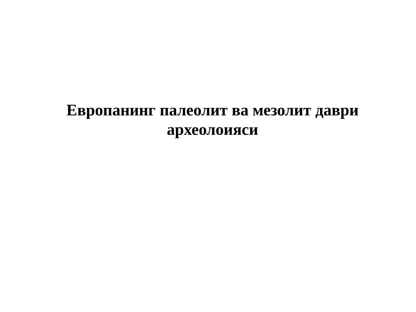 Европанинг палеолит ва мезолит даври археолоияси 1