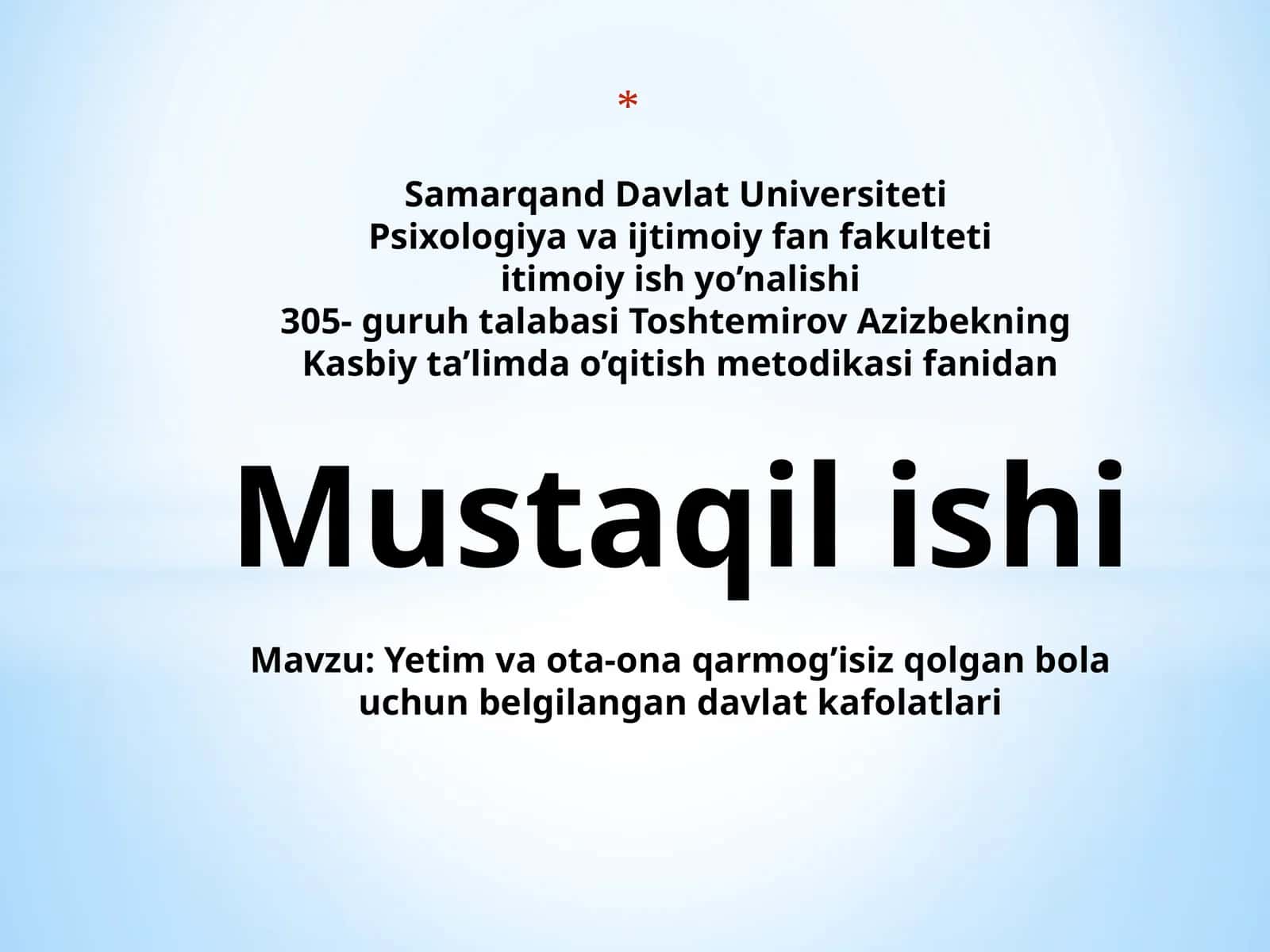 Yetim va ota-ona qarmog'isiz qolgan bolalar uchun belgilangan davlat kafolatlari 1