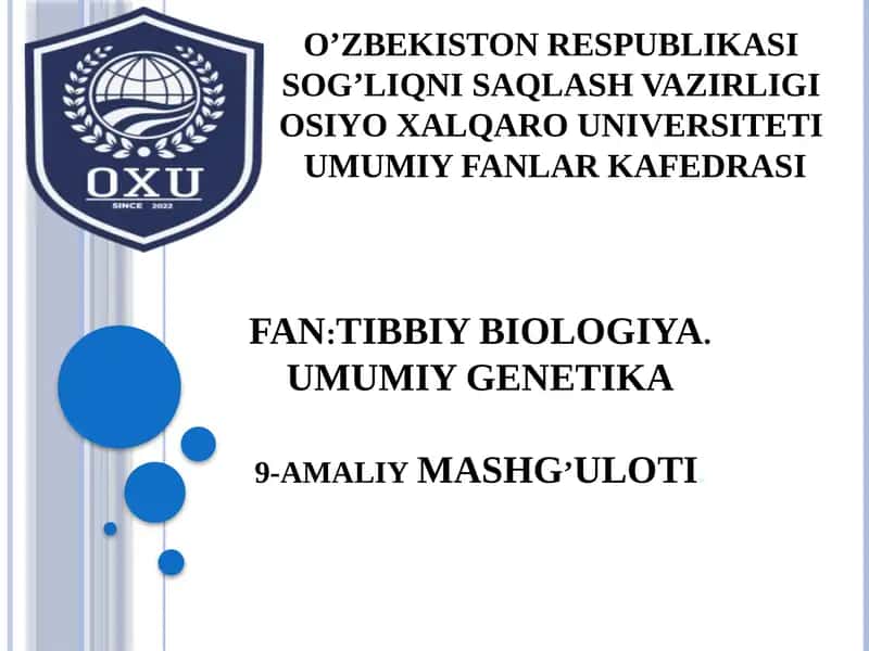 IRSIYATNING MOLEKULARASOSLARI.DNKvaRNKsintezi 1