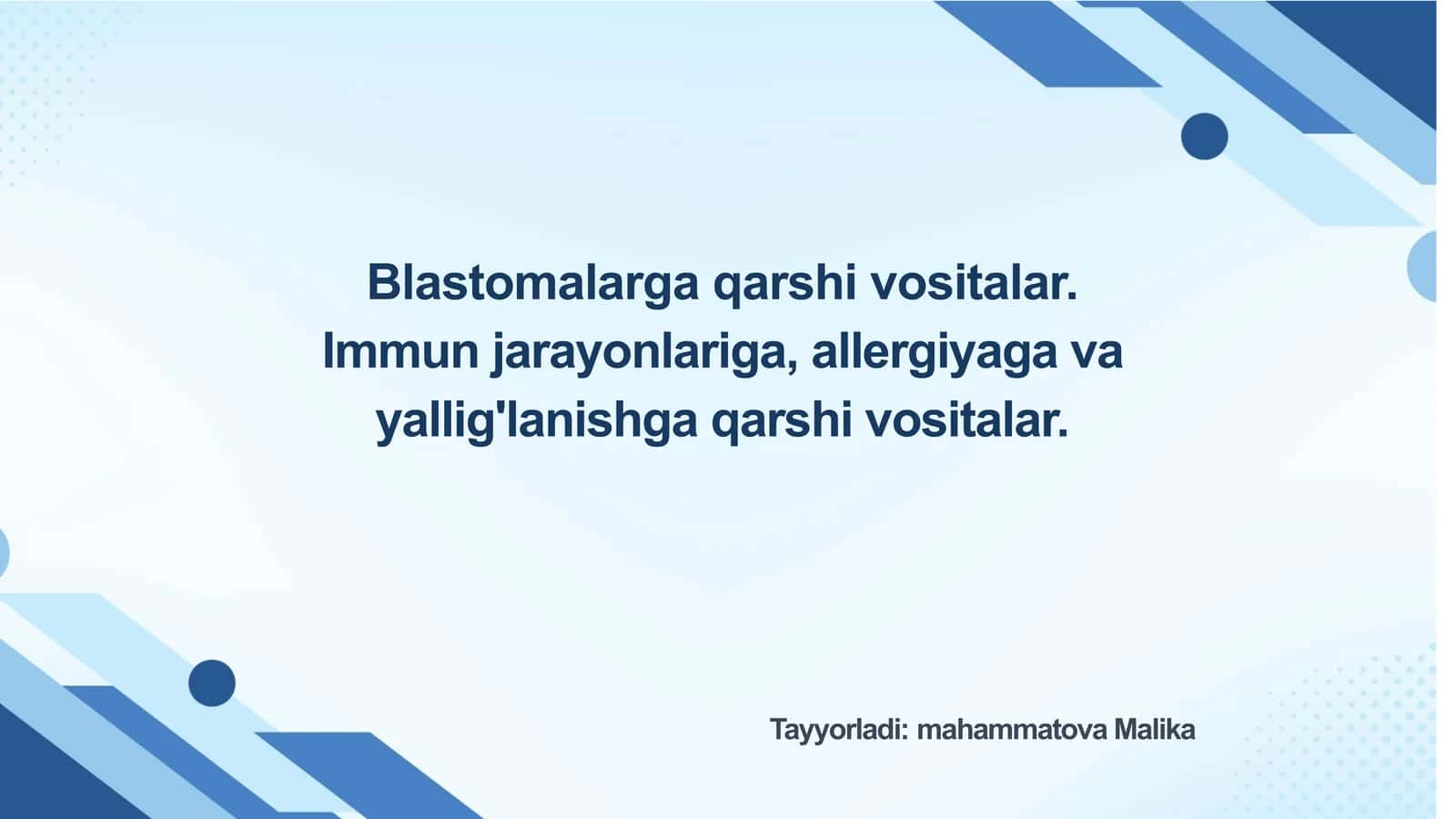 Blastomalarga qarshi vositalar 1
