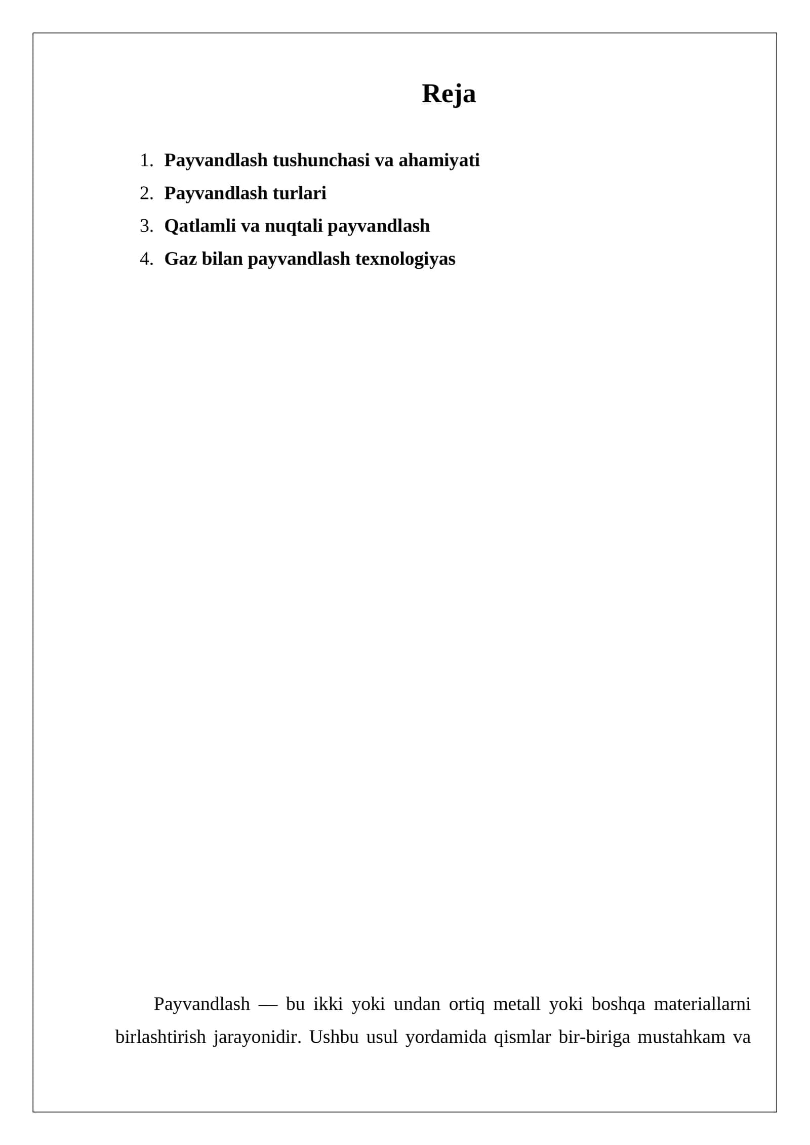 Payvandlash tushunchasi va ahamiyati 1