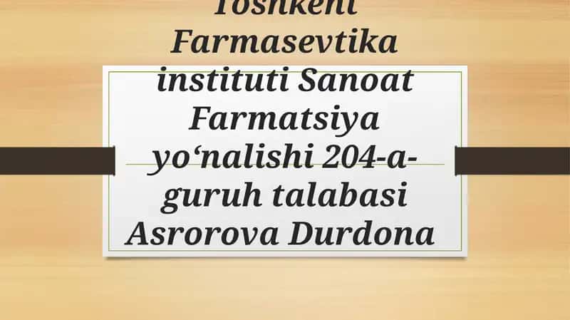 Qattiq va suyuq dozalash shakllari 1